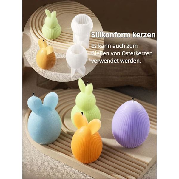 4-Pack Silicone Molds Easter Bunny & Easter Egg – Silicone Casting Molds for Candles, Plaster and Soy Wax DIY Easter Decoration