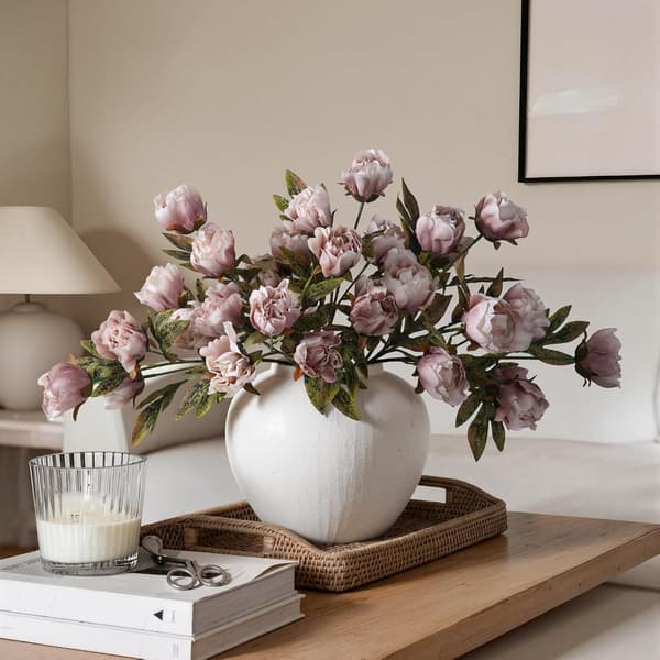 8 Pieces Artificial Peonies, Artificial Flowers with Stems for Vase, Bouquet, Home Decor, Wedding and Table White