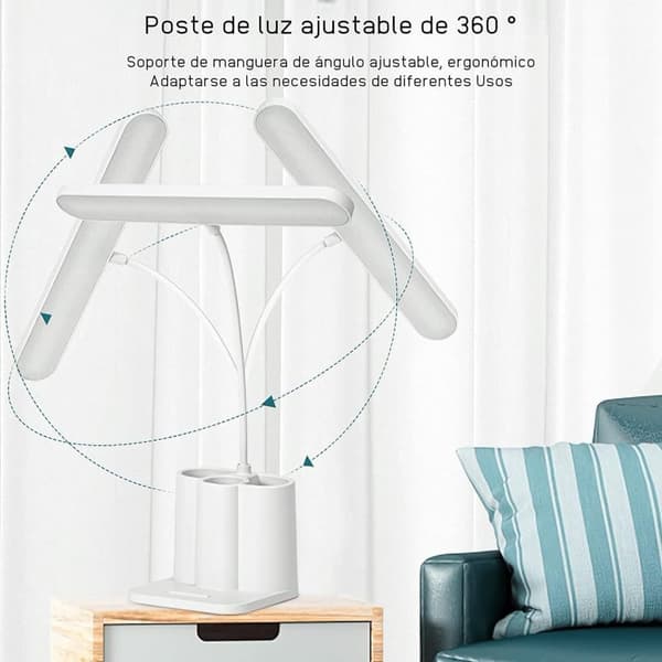 Flexo LED bordlampe skrivebordslampe, øyebeskyttelse 3 lysmoduser 8 nivåer justerbar 360°