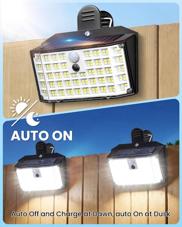 1/2/4/6-pakning 176LED solcellelamper utendørs, 600LM bevegelsessensorlys, IP65 vanntett vegglampe for gjerde, hage, camping, uteplass White 6-Pack