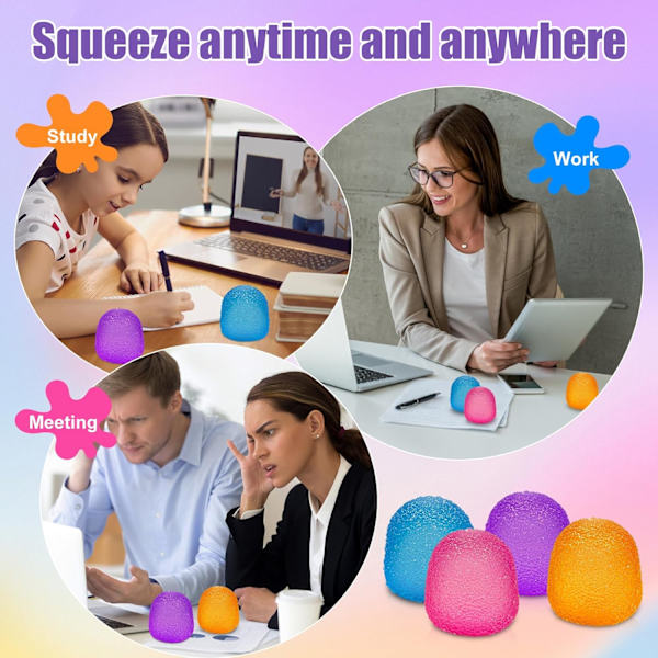 4 STK Gumdrop Squishy, Stressbolde Fidget Legetøj til Børn og Voksne
