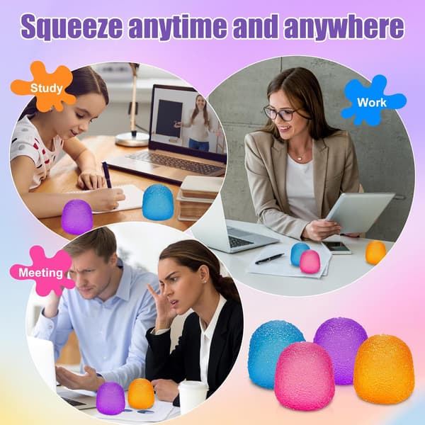 4PCS Gumdrop Squishy, Stressbollar Fidget Leksaker för barn och vuxna