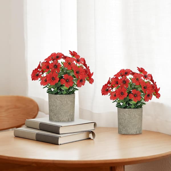 2-Pack Artificial Potted Plants – Small Fake Plants with Daisy & Eucalyptus, Artificial Flowers Home Decor Yellow