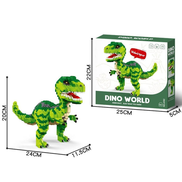 Mini Byggeklodser Dinosaur – T-Rex Model Dekoration til Børn 6+ E