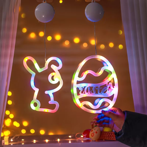 Easter Decoration LED Lights with Eggs and Rabbits – Battery-Powered Light String for Windows, Home, and Festive Atmosphere Warm White Egg