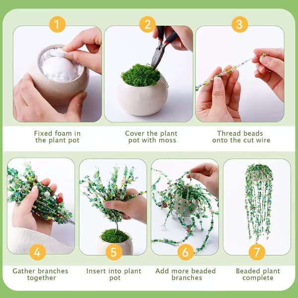 5422-dele Perlesæt Planter, Glas- og Krystalperler til Blomster og Blade, DIY Håndværk og Vinduesdekoration