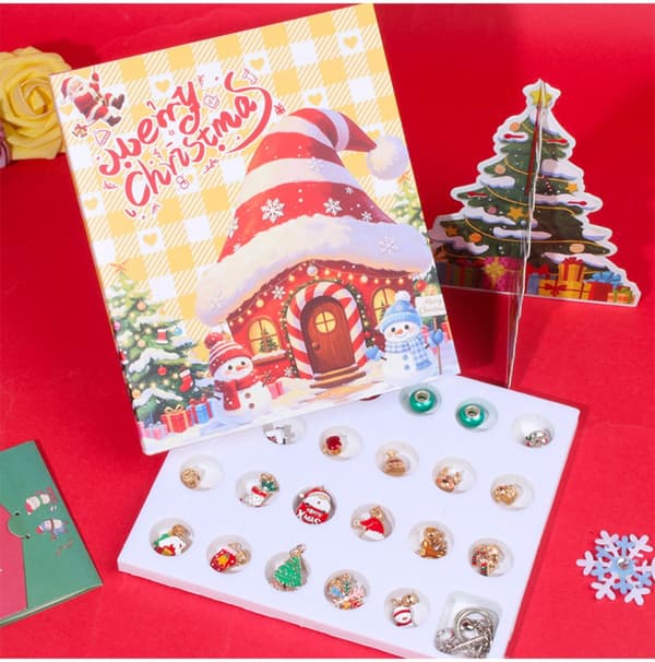 Julkalender 2026 för Flickor, 24 Dagars DIY Smyckesset med Berlocker och Armband, Julklapp för Tonåringar
