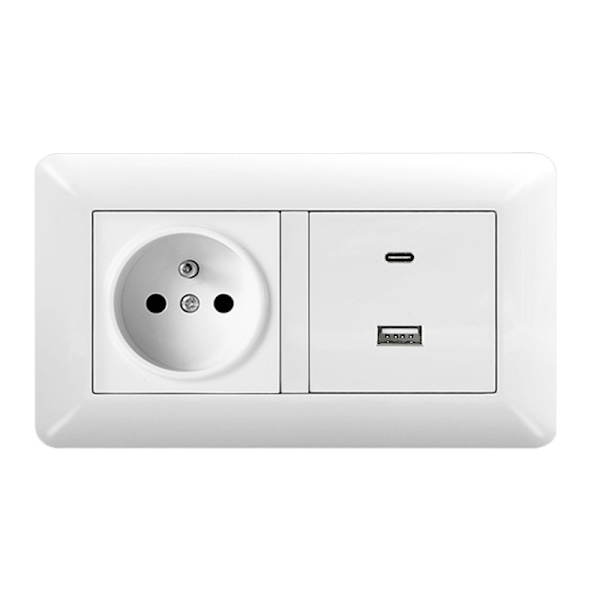 1/2 pc Duo French Socket + USB/Type C Fast Charging – Multifunction Module Wall Outlet White 1-Pack