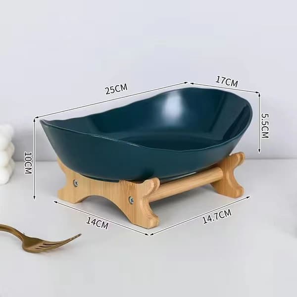 Fruit Stand 1/2/3 Tier Plastic Fruit Basket with Bamboo Tiered Tray for Kitchen & Serving Dark Green 2-Tier