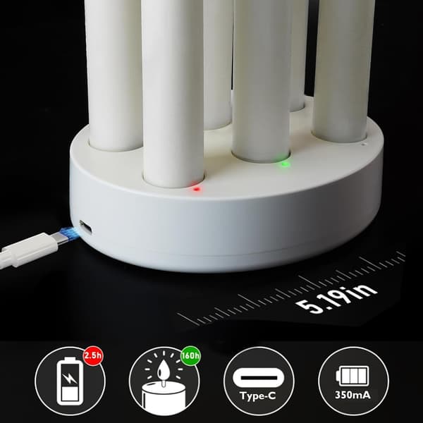 6-pack Rechargeable Flameless LED Candles with Charging Station, Realistic Wax, 3D Flickering Flame, and Remote Control B