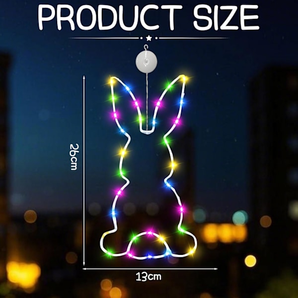 LED Easter Bunny Window Lights 2-Pack – Easter Decoration Lights with Suction Cup, Battery Operated Window Lamp B
