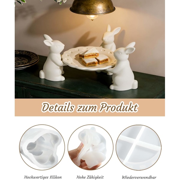Silicone Mold Easter Bunny - Casting Mold for Plaster & Resin, Easter Silicone Mold DIY, Mold for Easter Decoration Crafts