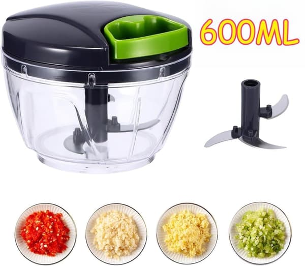 600/1000ML Manuel Løg Hakker og Hvidløg Hakker, Mixer til Kød og Grøntsager