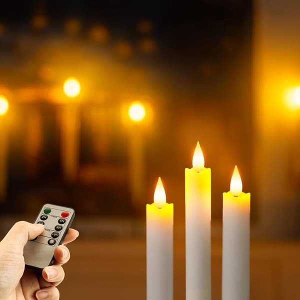 6-pack Rechargeable Flameless LED Candles with Charging Station, Realistic Wax, 3D Flickering Flame, and Remote Control B
