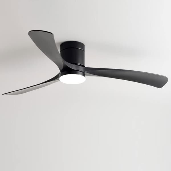 Ceiling fan with LED lighting 96/116 cm, remote control, 6 speeds, low profile, reversible DC motor, ABS blades Black 96cm-Remote Control+3 Light Colors