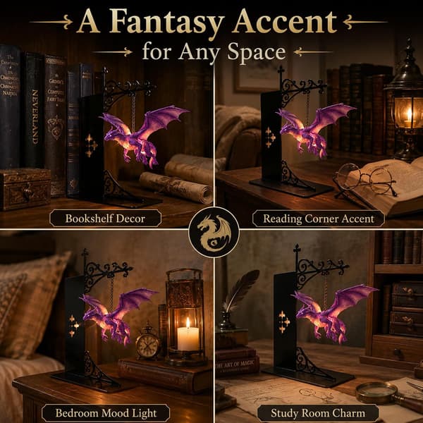 1/2/3-pack Dragon Lamp for Bookshelf, Floating LED Book Lamp with Warm Light, Magical Fantasy Night Light 3PCS