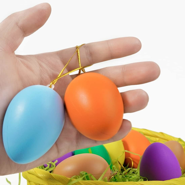 Plastic Easter Eggs 24-Pack – Hanging Easter Decorations Eggs for Easter Twigs DIY Crafts Home Easter Decoration White