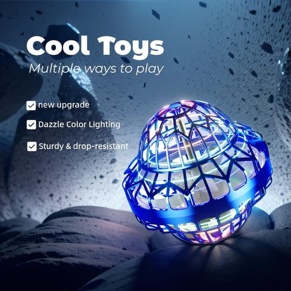 Lentävä Pallo Mini Drone – LED Hover Spinner Lelu Lapsille & Teini-ikäisille Purple