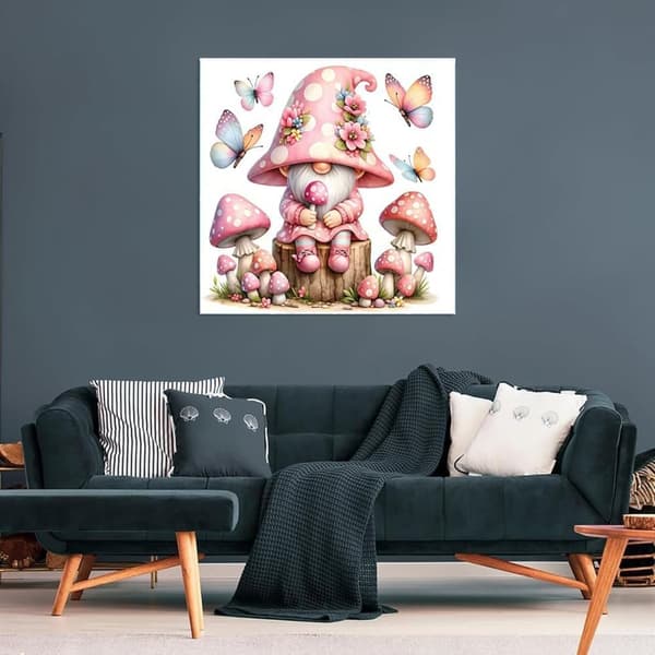 Diamantmålning – 5D DIY Väggdekor (30×30 cm), Tomte & Svampmotiv