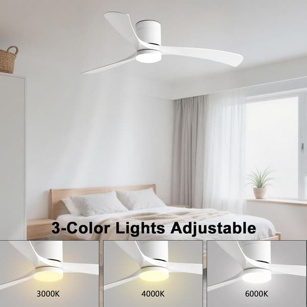 Ceiling fan with LED lighting 96/116 cm, remote control, 6 speeds, low profile, reversible DC motor, ABS blades Black & Walnut 116cm-Dual Control+Stepless Dimming