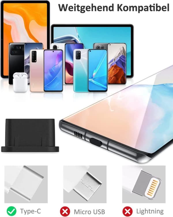 10-pack dammskydd för mobiltelefon, USB-C dammskydd, silikondammskydd för telefon, skyddsplugg