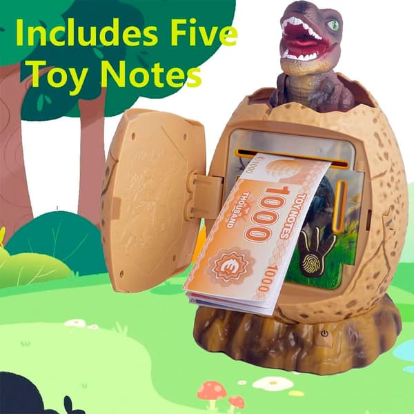 Electronic Dinosaur Piggy Bank for Kids - Secure Money Box with Code Beige
