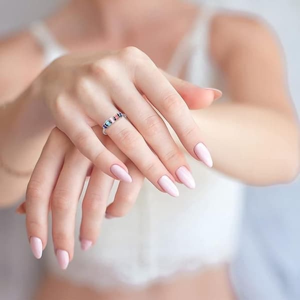 Ringar i rostfritt stål, justerbar antistressring med pärlor, spinnring för ångestlindring