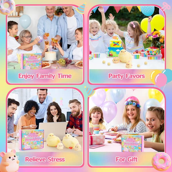 6 stk store kylling Squishy Fidget Leker-9cm, Håndlaget Ultra Myk Kylling Taba Squishy Kit