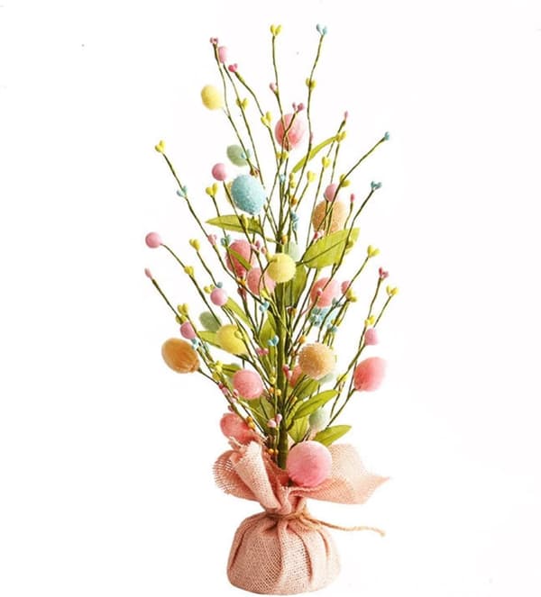 Charming Easter Egg Tree 45cm - Easter Decoration for Home and Office, Festive Spring Decoration with Eggs and Feathers