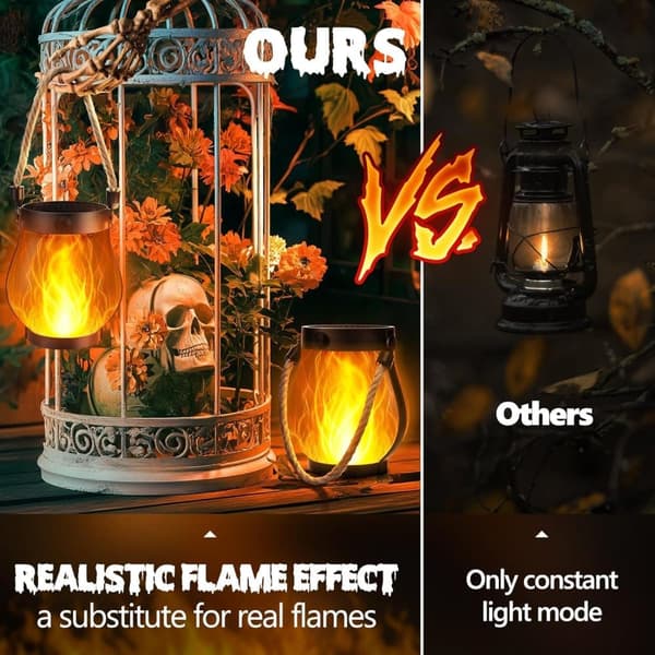 Halloween Dekoration – Solcelle Eldlygte med USB og Dansende Lys til Have og Hjem