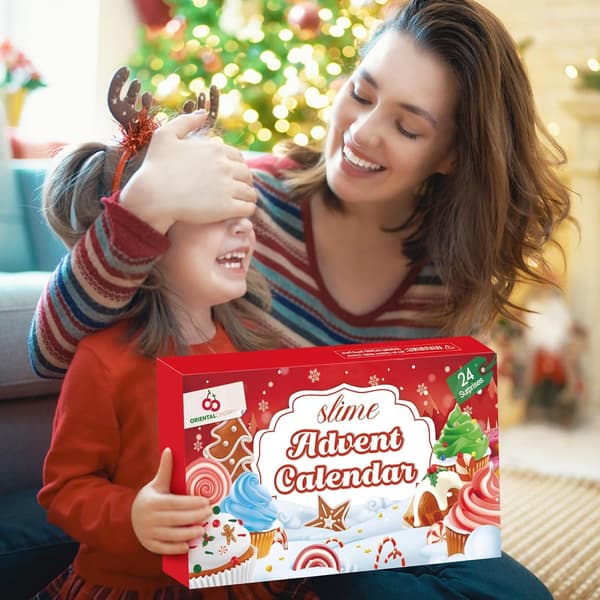 Slime Julekalender 2026, 24-dages julekalender med 10 bøtter slime og 19 stykker tilbehør, DIY-sæt til børn 10pcs