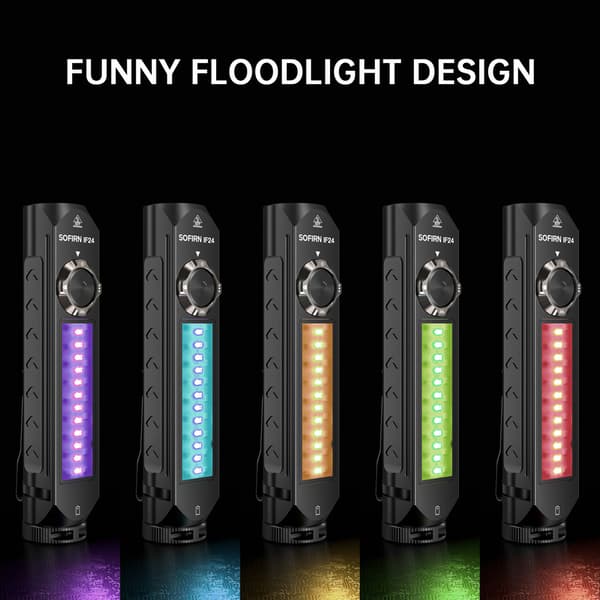 Sofirn IF24 Pro genopladelig LED-lommelygte, 2000 lumen, 340 m rækkevidde, USB-C, RGB, magnet og 3000 mAh