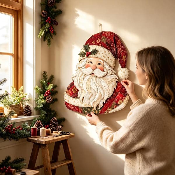DIY Christmas Patchwork, Pre-cut Fabric Pieces for Handmade Christmas Decoration, Creative Sewing Project for the Home Santa Claus