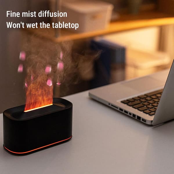Aromadiffuser & Luftfugter – Støjsvag Flamme Diffuser med LED-lys til Hjemmet & Soveværelset G