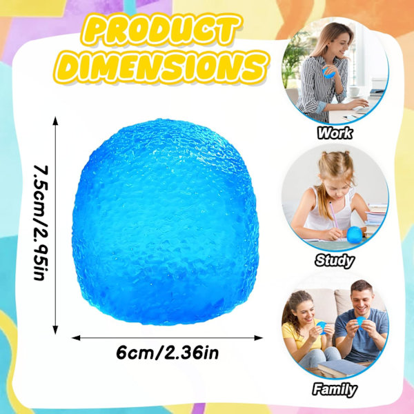 Squishy Stressbolde Super Solide Klemmebold til Børn og Voksne Blue