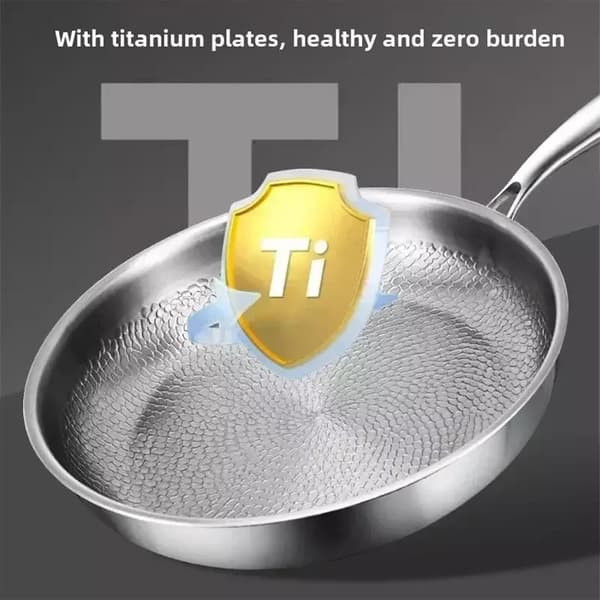 Titan Frying Pan Pro with Lid – Untreated Thick Titanium Pan, Scratch-Resistant & Non-stick for Cooking 30cm