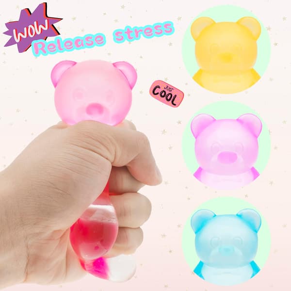 4 st Gummy Bear Leksak, Sockerfyllda Squishy Leksaker för Barn Stresslindring - Högdensitetsklämbollar för Studenter Lugnande