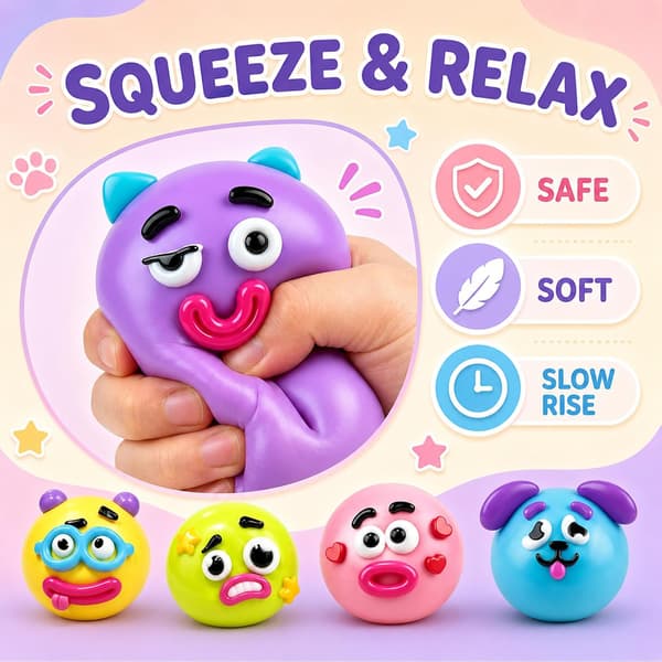 Smushers Squishy - Kuriositeter Smushers Hundefjesbytte Squishy for Voksne Angstlindring Pink