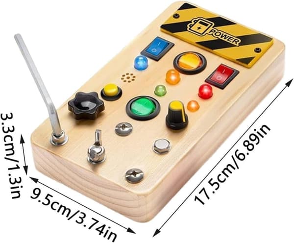 Activity Board Wood | Sensory Toy Board with Light Switch, Educational Play for Children