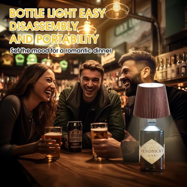 Rechargeable Bottle Lamp Shade with LED and 3 Light Modes