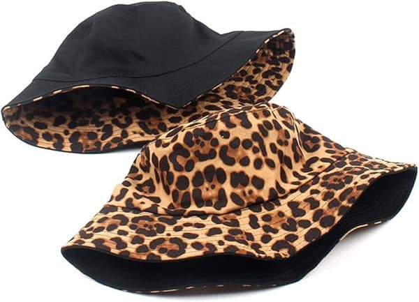 Leopardmönstrad bucket hat, nyhet, mönstrade solhattar, vändbar packbar fiskemössa för kvinnor, män Red