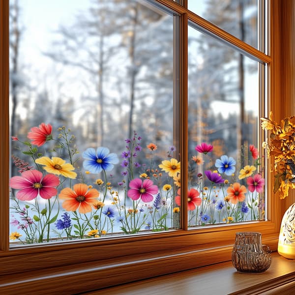 Window Film Flowers 60x30 cm, Privacy Screen and Window Decor, Double-Sided Floral Pattern for Windows, Doors and Glass #2