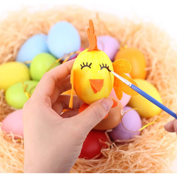 Plastic Easter Eggs 24-Pack – Hanging Easter Decorations Eggs for Easter Twigs DIY Crafts Home Easter Decoration White