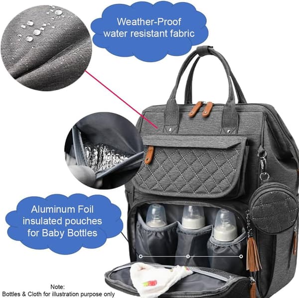 Diaper Bag Backpack Baby Waterproof with Changing Pad, Pacifier Case, Bottle Holder & Stroller Hooks, Multifunctional Diaper Bag Blue