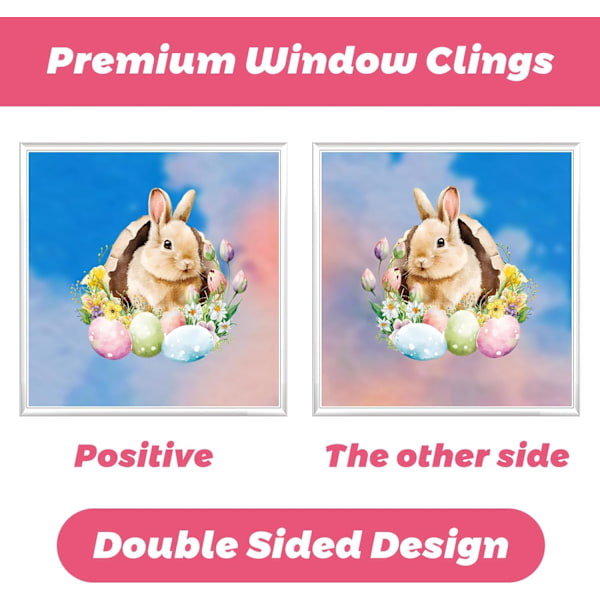 Easter Window Stickers 9 Sheets - Easter Decoration with Easter Bunny, Chick & Easter Egg Reusable Window Decoration F14