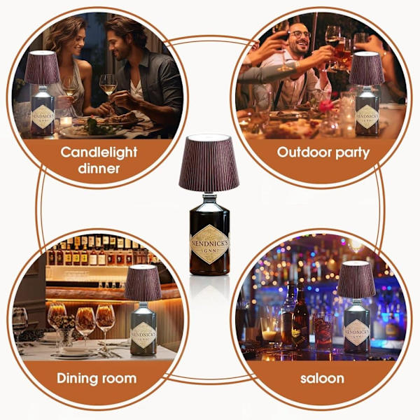Rechargeable Bottle Lamp Shade with LED and 3 Light Modes