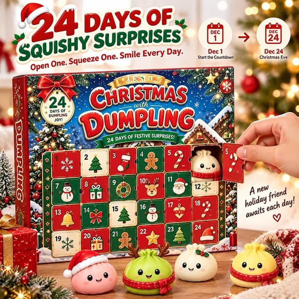 Julekalender 2026 med 24 Squishies, Julekalender med Søde Mini Klemmelegetøj og Sensorisk Fidgetlegetøj til Voksne