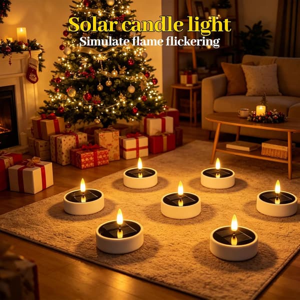 6/12-pack Solar Powered LED Ball Lights with Flickering Flame, Warm White Lighting and Automatic Night Activation 6pcs