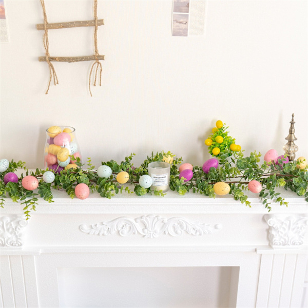 1/2-Pack Easter Garland 170 cm with Easter Eggs – Artificial Garland for Easter Decoration, Home Decor, Mantel & Party 2-Pack