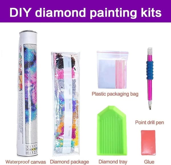 Diamantmålning – 5D Rund Full Drill DIY Varg Konstkit Present & Väggdekoration – 35×35 cm